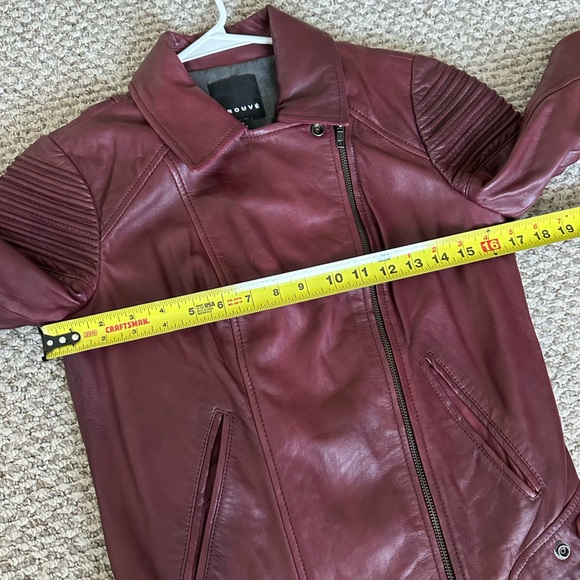 Trouve Leather Moto Jacket in wine color size small - Picture 2 of 10